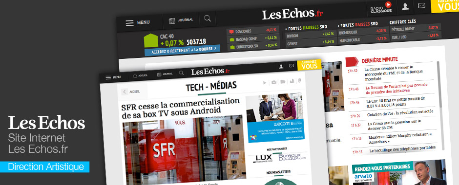 Gontran Broussard pour Les Echos : direction artistique web site internet